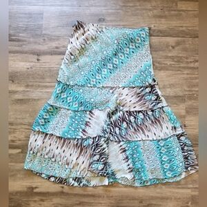 Dressbarn Tiered Mid Calf Boho Maxi Skirt